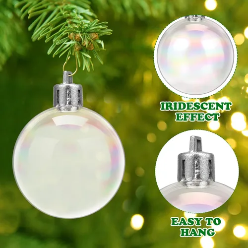 Vista 3 de Abaodam 12 bolas de Navidad de adorno iridiscentes, bolas iridiscentes para árbol de Navidad, bolas de Navidad iridiscentes, esferas colgantes