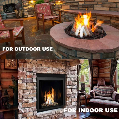 Vista 5 de Skyflame Juego de 6 troncos de madera de cerámica de abedul y accesorios para todo tipo de insertos de gas de interior, sin ventilación y sin