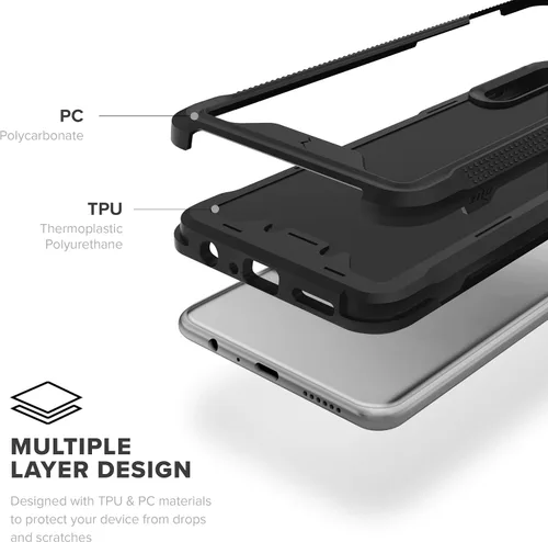 Vista 5 de ZIZO ION Series - Funda para Samsung Galaxy A21, probada contra caídas de grado militar con protector de pantalla de vidrio templado, color negro
