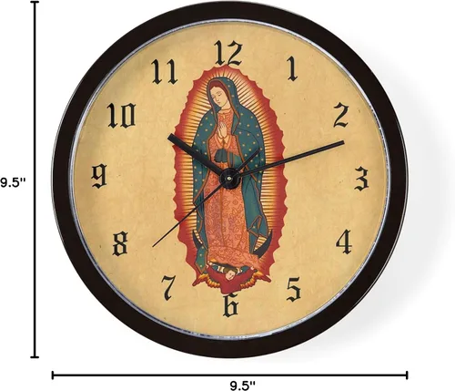Vista 2 de CafePress Reloj de pared Virgen de Guadalupe de 10 pulgadas para sala de estar, cocina u oficina