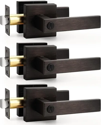 Vista 11 de Probrico Palanca de Puerta de Cama y Baño Negro Mate Servicio Pesado Manija de Puerta de Privacidad, Cerradura de Puerta Sin Llave Interior Baño