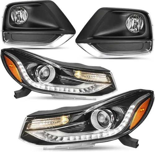 Vista 13 de SOCKIR Conjunto de faros delanteros Compatible con 2017-2022 Chevy TRAX sin DRL LED, no proyector, halógeno de reemplazo estilo OE, lámparas de No