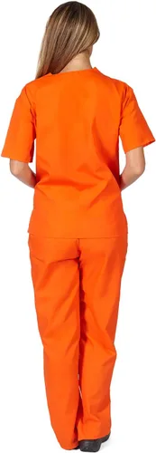 Vista 3 de M&M Scrubs - Conjunto de uniforme médico para mujer, cuello en V y pantalones médicos