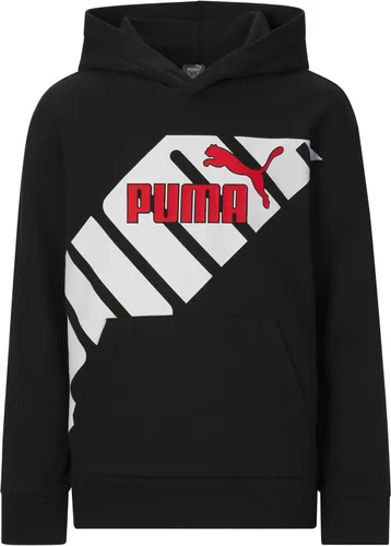 Vista 6 de PUMA Sudadera con capucha con logotipo para niños, sudadera de forro polar, bolsillo frontal grande Negro - Hot Wheels