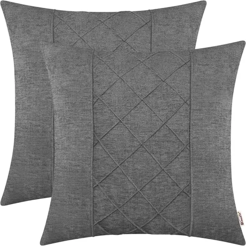 Vista 32 de BRAWARM Fundas de almohada 40x40 cm - Paquete de 2 fundas de almohada de chenilla negra, fundas de almohada de chenilla suave teñida sólida
