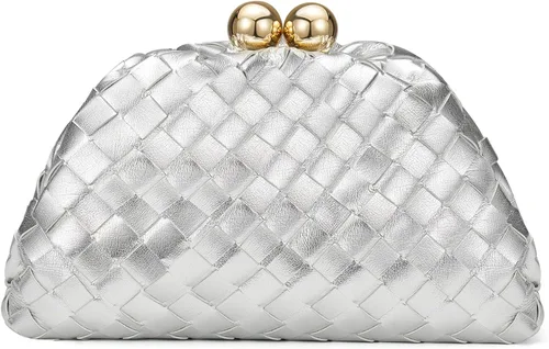 Vista 2 de CHUNLI Dressy Woven Clutch Purses for Women Evening Wedding Formal Occasion,Dumpling Crossbody Shoulder Handbags for Women