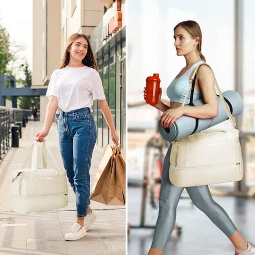 Vista 7 de Bolsa de lona de gimnasio para mujer, Blancuzco, Bolsa de viaje para gimnasio