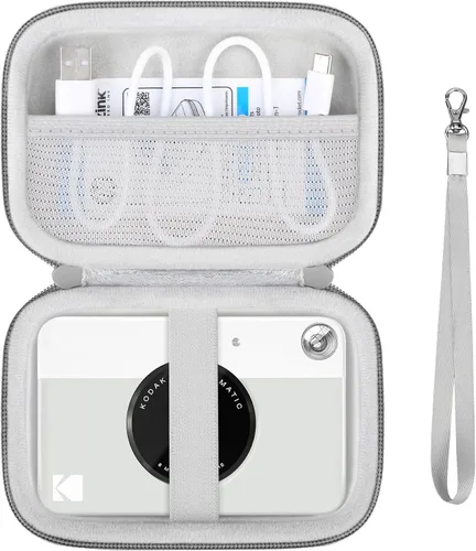 Vista 8 de Estuche rígido de viaje para cámara digital Kodak Printomatic a todo color, funda protectora con bolsillo de malla para cable USB, papel Negro