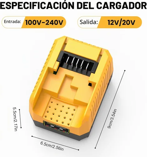 Vista 3 de Reemplazo de batería de 8.0Ah para batería Dewalt 20V MAX, con estación de cargador DCB112 Amarillo