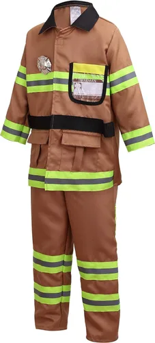 Vista 5 de yolsun disfraz de bombero para niños y niñas, 7piezas
