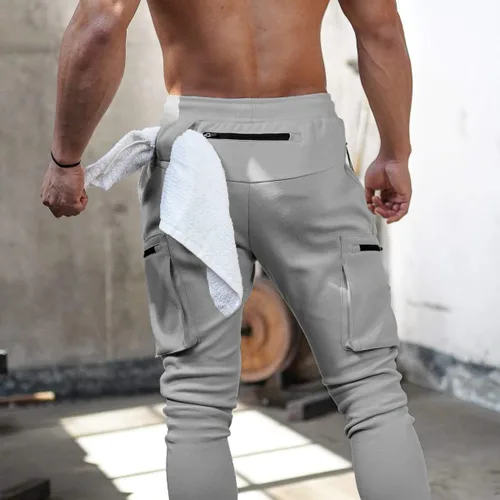 Vista 2 de Pantalones deportivos de entrenamiento para hombre, pantalones deportivos para correr, pantalones deportivos casuales con bolsillos