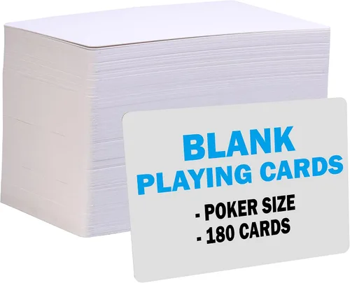 Vista 2 de IMAGAME Naipes blancos en blanco, 180 unidades, tamaño de póquer, perfectas para tarjetas flash de bricolaje, crea tu propio juego, estudia
