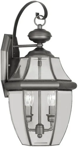 Vista 11 de Livex Lighting 2251-07 Monterey - Farol de pared de latón macizo con acabado en bronce de 2 luces para exteriores con cristal biselado transparente