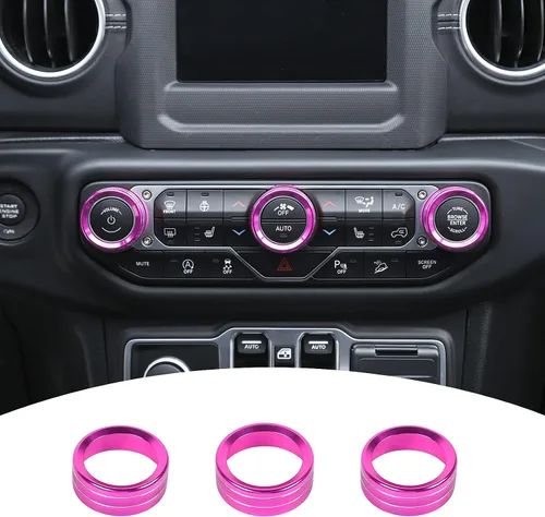Vista 11 de JeCar - Cubierta de perilla de interruptor de aire acondicionado, de aleación de aluminio, compatible con Jeep Wrangler 2018-2023 JL JLU y 2020-2023