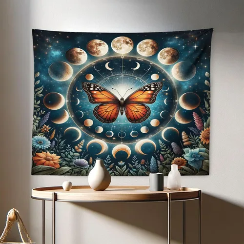 Vista 24 de Ambesonne Tapiz de hongos, atmósfera psicodélica, escena astral estrellada con motivos orientales trippy, decoración de tela para colgar en la pared