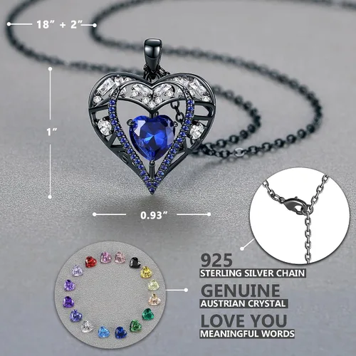 Vista 116 de Collar de cristal de 5 corazones, chapado en oro rosa de 18 quilates, colgante con cadena de plata de ley 925 de 18 + 2 pulgadas, joyería de piedra
