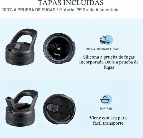 Vista 5 de COKTIK Botella de agua deportiva de 22 onzas, botella de agua de acero inoxidable para aislamiento térmico, botella de viaje reutilizable