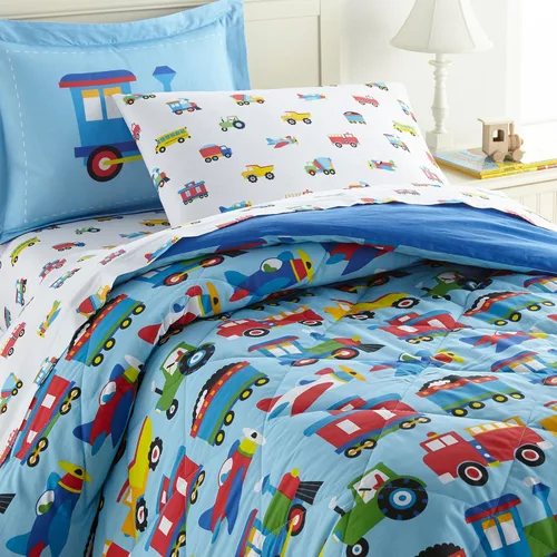 Vista 7 de Wildkin Juego de ropa de cama matrimonial de 7 piezas, edredón, sábanas y fundas de almohada 100% algodón para acurrucarse (tierra de dinosaurios)