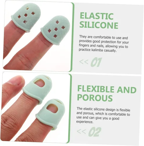 Vista 4 de Kalimba - Fundas para pulgares, protección para los dedos, cómodas almohadillas de silicona para sesiones de práctica prolongadas, cubiertas