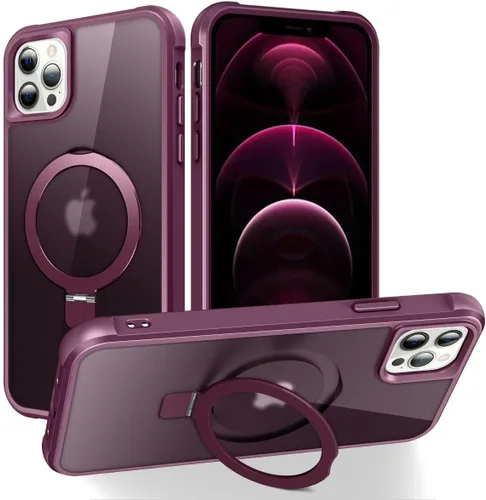 Vista 36 de CHAOFEnG Funda magnética compatible con iPhone 11 con soporte, prueba de caídas de grado militar, compatible con imán, anillo translúcido, parte