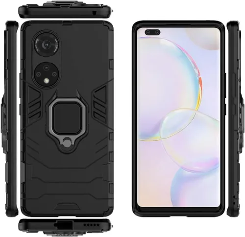 Vista 3 de Compatible con Huawei Nova 9 Pro, funda Honor 50 Pro, soporte de anillo de metal a prueba de golpes (funciona con soporte magnético para automóvil)