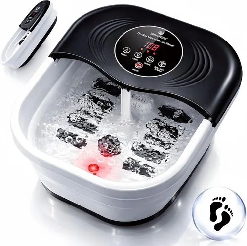 Vista 8 de SPA4PIEDS Masajeador de baño de pies con calor, chorros de burbujas, luz roja y temporizador, spa de pies de pedicura con control de temperatura