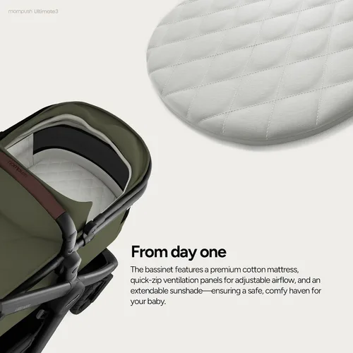 Vista 7 de Mompush Ultimate 3 - Cochecito de cuna con tabla de jinete, cochecito convertible de tamaño completo prémium para bebés y niños pequeños con asiento