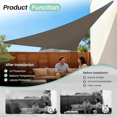 Vista 13 de SunnyRoyal Toldo parasol triangular de 8 x 8 x 8 pies con bloqueo UV, para patio, jardín, piscina (turquesa)