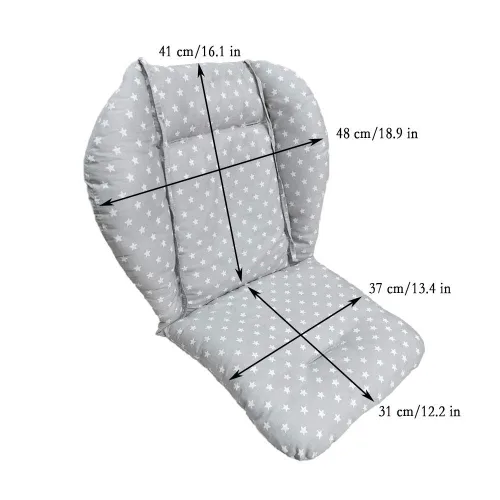 Vista 5 de Twoworld Cojín para silla alta, cojín de asiento de bebé grueso grande para silla de bebé, funda de almohadilla transpirable (gris de moda)