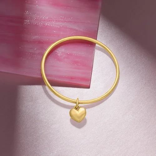 Vista 8 de Ross-Simons Italian Andiamo 14kt Yellow Gold Over Resin Heart Charm Bangle Bracelet