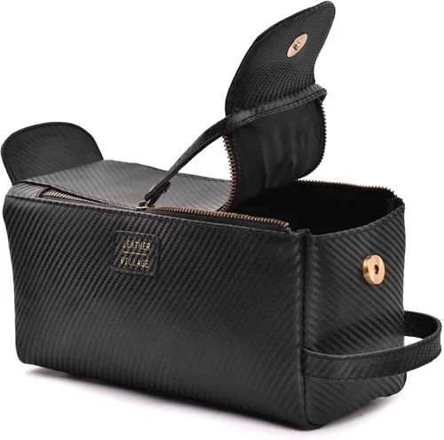 Vista 6 de LEATHER VILLAGE Kit Dopp 2, Negro carbón