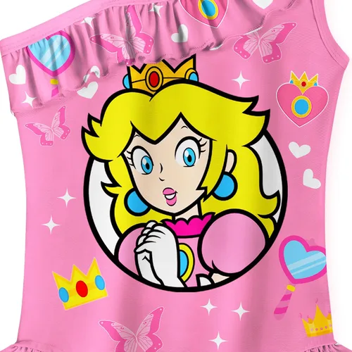 Vista 5 de FLUTTERII Traje de baño de princesa para niñas pequeñas, bikini de una pieza, traje de baño de dibujos animados
