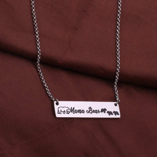 Vista 5 de Detailed Regalo para mamá oso collar de joyería de animales, collar de mamá oso y sus cachorros, Metal
