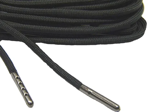 Vista 2 de (1 par) negro carbón 550 Paracord con puntas de acero negro Cordones para botas