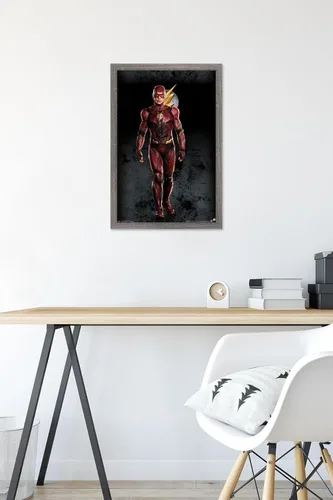 Vista 6 de Trends International Película de DC Comics - Liga de la Justicia - Póster de pared The Flash, 14.725 x 22.375 pulgadas, versión enmarcada de madera