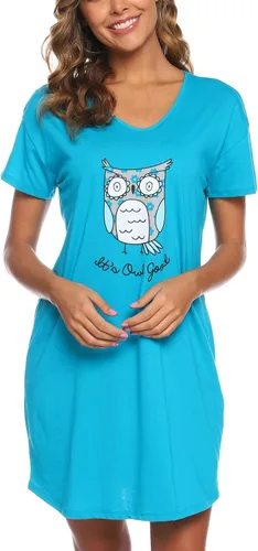 Vista 2 de ENJOYNIGHT - Camisón de algodón con estampado y mangas cortas para mujer