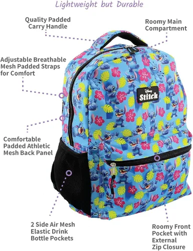 Vista 4 de Lilo and Stitch - Mochila escolar de 16 pulgadas para niño Azul Patchwork talla única Clásico