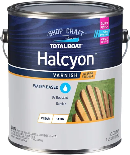 Vista 17 de TotalBoat Halcyon - Barniz marino a base de agua Acabado de poliuretano para madera de secado rápido para barcos, muebles de exterior y Clear Gloss