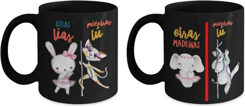 Vista 5 de Regalo para hermana, madrina Taza de Café para Navidad Regalo perfecto para graduados, profesionales y estudiantes de enfermeria Vaso con Negro