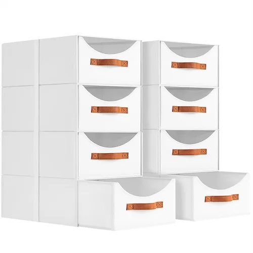 Vista 20 de Homsorout Cajones de almacenamiento apilables, contenedores de almacenamiento plegables con cajones, paquete de 8 cestas organizadoras de estantes