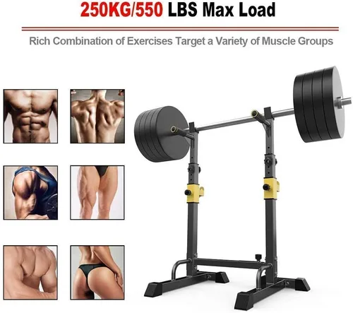 Vista 7 de Soporte para sentadillas, estación de inmersión para barra paralela, ajustable, equipo de fitness para gimnasio en interiores y exteriores