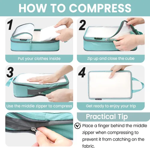 Vista 17 de BAGAIL 4 Set/6 Set Ultraligero Compresión Embalaje Cubos Organizador de Embalaje para Accesorios de Viaje Equipaje Maleta Mochila