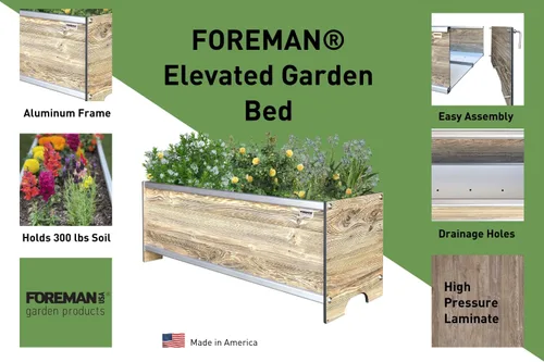 Vista 5 de Cama de jardín elevada (36 x 12 x 14 pulgadas) resistente a la intemperie, maceta para exteriores con drenaje para camas de verduras, jardinería