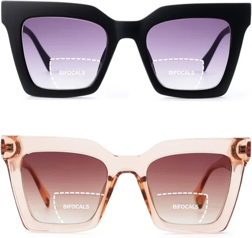 Vista 15 de Gafas de lectura Mujer Bloque de luz azul de gran tamaño Irregular Ojo de gato Marco