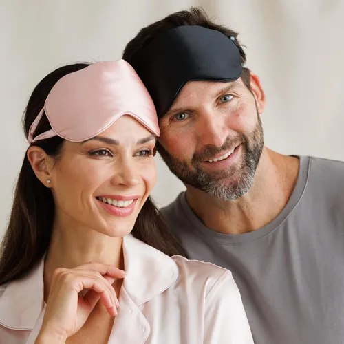 Vista 5 de Fishers Finery 25 Momme 100% Mulberry Silk Eye Mask Correa ajustable (rosa)
