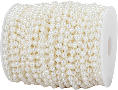 Vista 25 de Guirnalda de cuentas de perlas sintéticas para manualidades de 4mm rollo de hebra de perlas para decorar centros de mesa florales favor de fiesta