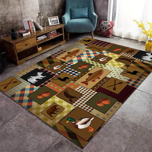 Vista 25 de Alfombra rústica de estilo occidental para sala de estar, antideslizante y lavable, para dormitorio, sala de estar, cocina, 3 x 4 pies