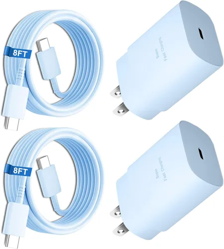 Vista 8 de Cargador súper rápido tipo C, bloque de cargador de pared rápido USB C de 25 W y cable de carga rápida súper largo de 8 pies para Samsung Galaxy