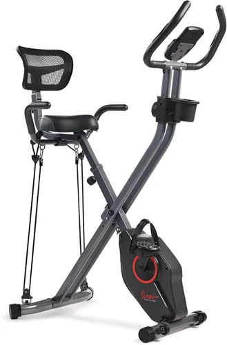 Vista 9 de Sunny Health & Fitness Smart Folding X-Bike, Portable Compact Exercise Bike for Indoor Cycling Workout, Home Cardio Training Machine, Free SunnyFit
