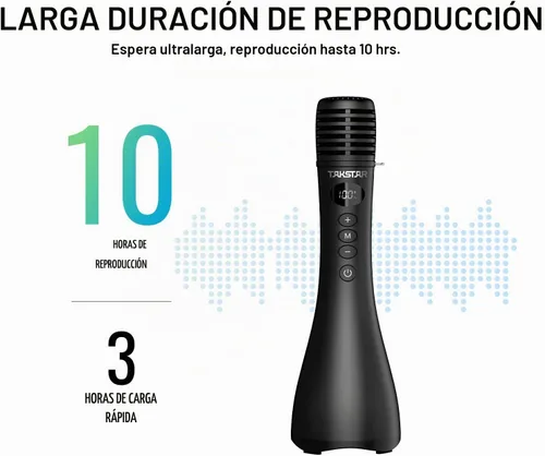 Vista 4 de TAKSTAR Micrófono y altavoz Bluetooth inalámbrico DA10 15W, micrófono de Negro